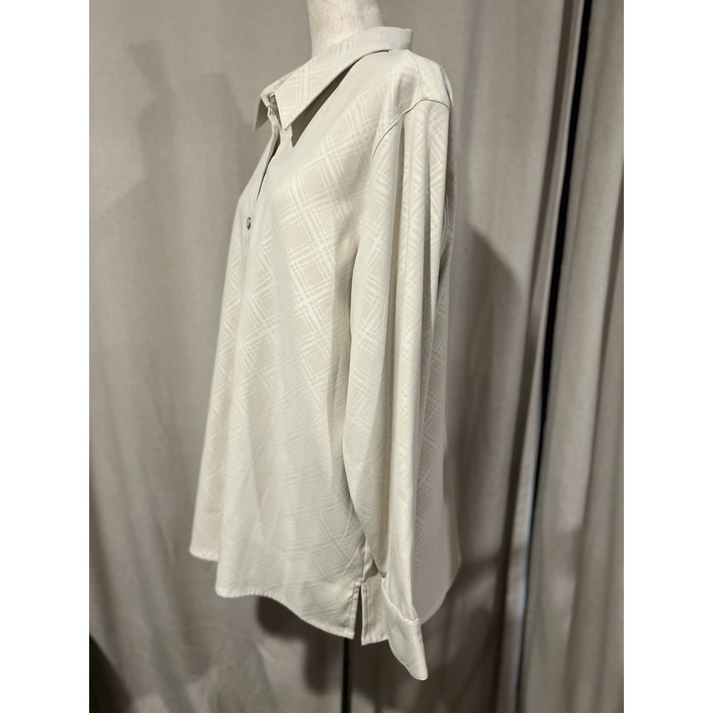Denim And Co. Women's Pearl Snap Shirt Xl Cream Color - Picture 2 of 6